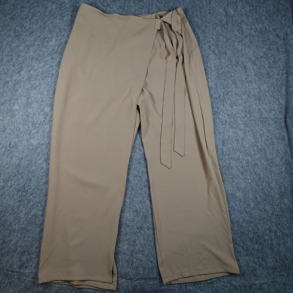 Halara Pant Women Extra Large Beige Flex High Waisted Tie Side Wide Leg Work